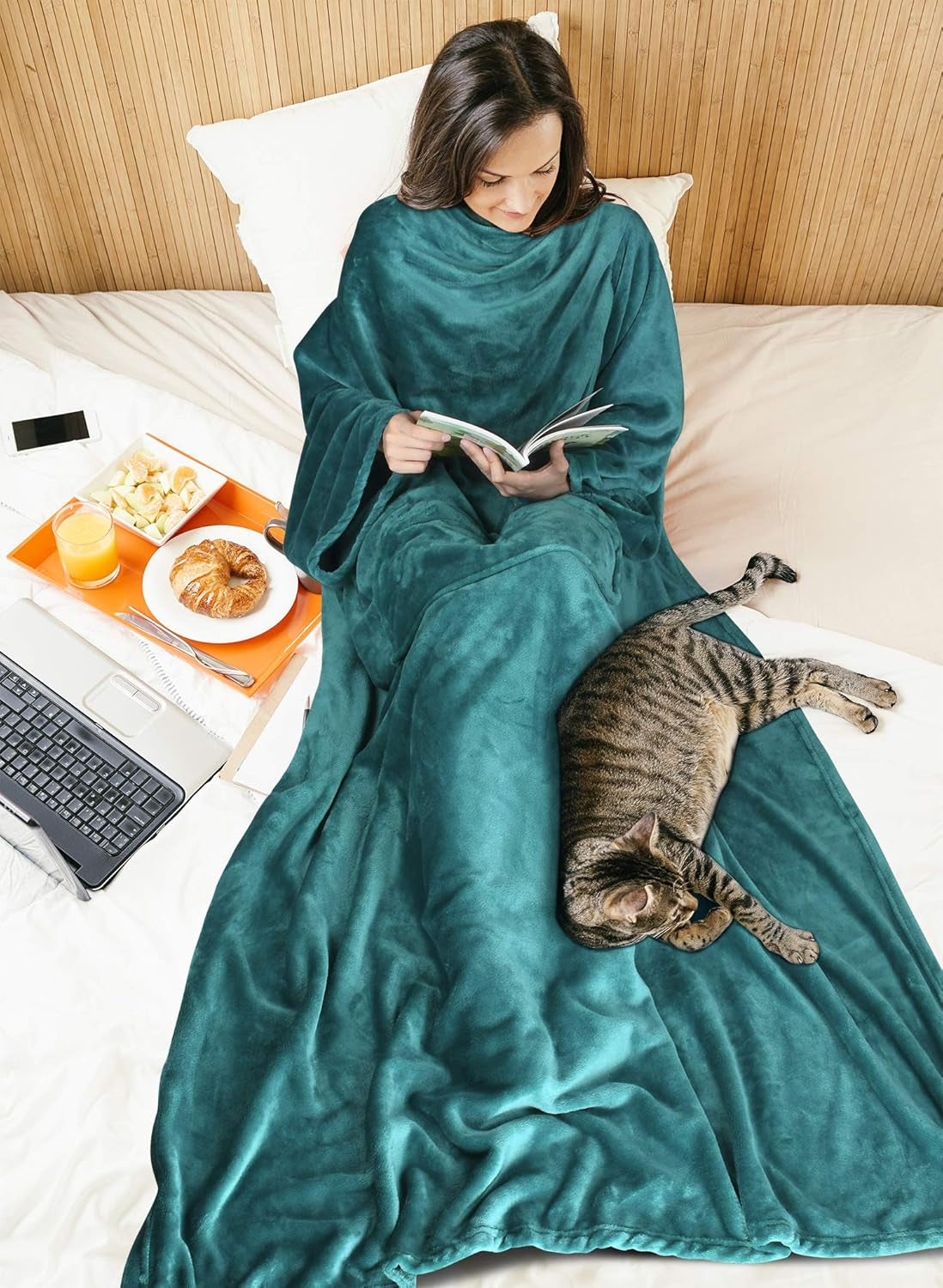 Wearable Blanket with Sleeves for Adults, Softness Comfort Warmth Fleece Gift for Women Men, Snuggy Body Throw TV Blanket for Home Office Lounge, Gift for Your Lover
