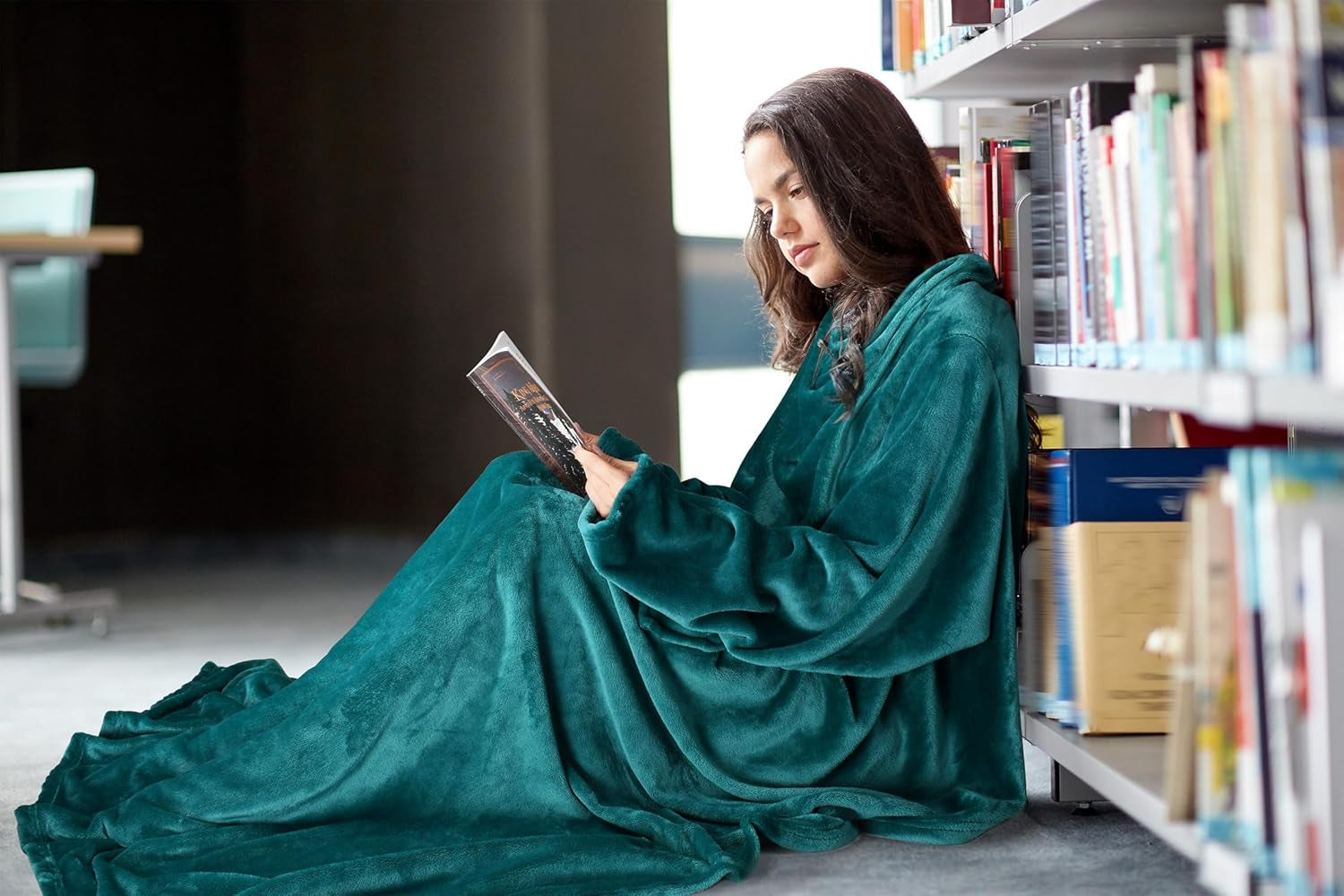 Wearable Blanket with Sleeves for Adults, Softness Comfort Warmth Fleece Gift for Women Men, Snuggy Body Throw TV Blanket for Home Office Lounge, Gift for Your Lover