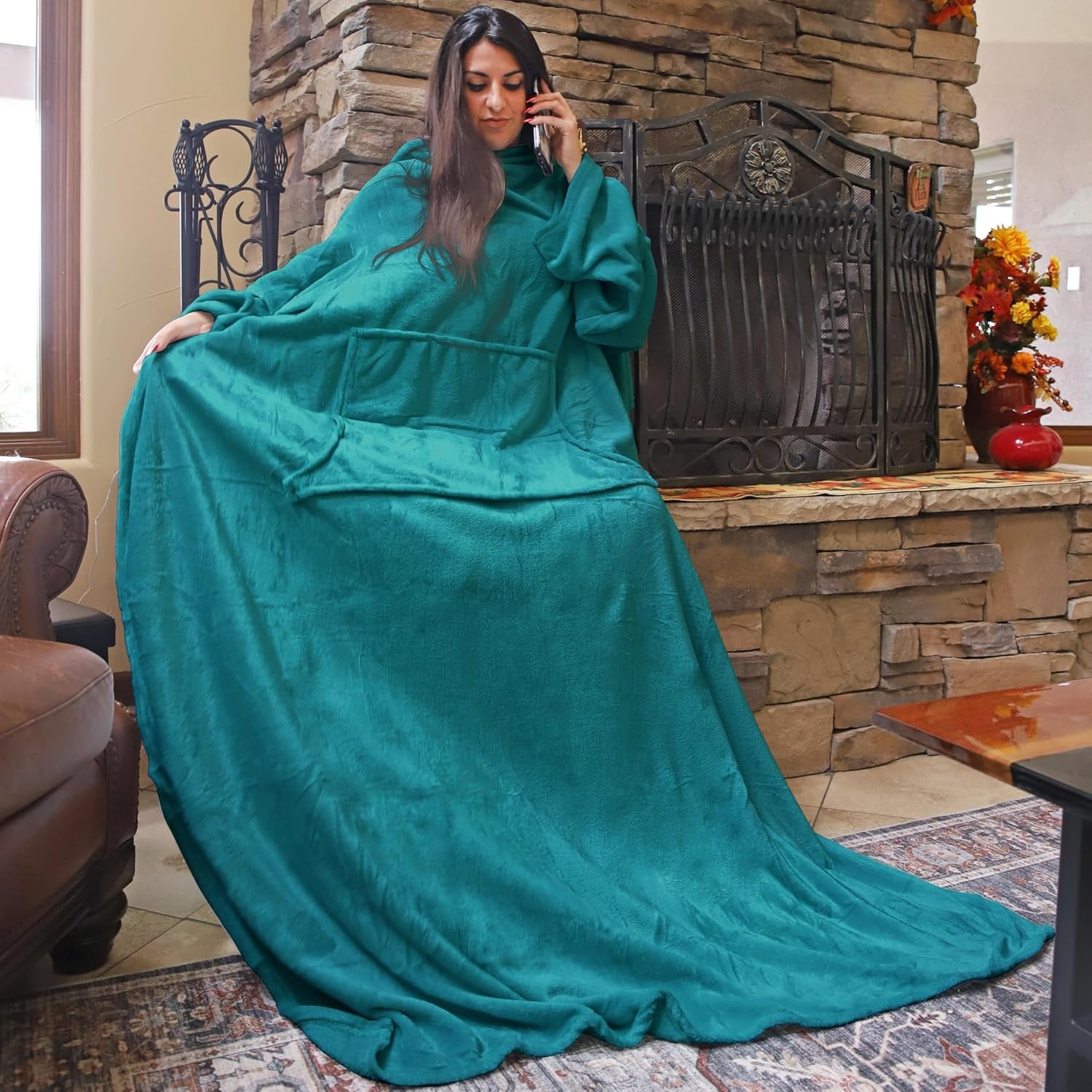 Wearable Blanket with Sleeves for Adults, Softness Comfort Warmth Fleece Gift for Women Men, Snuggy Body Throw TV Blanket for Home Office Lounge, Gift for Your Lover