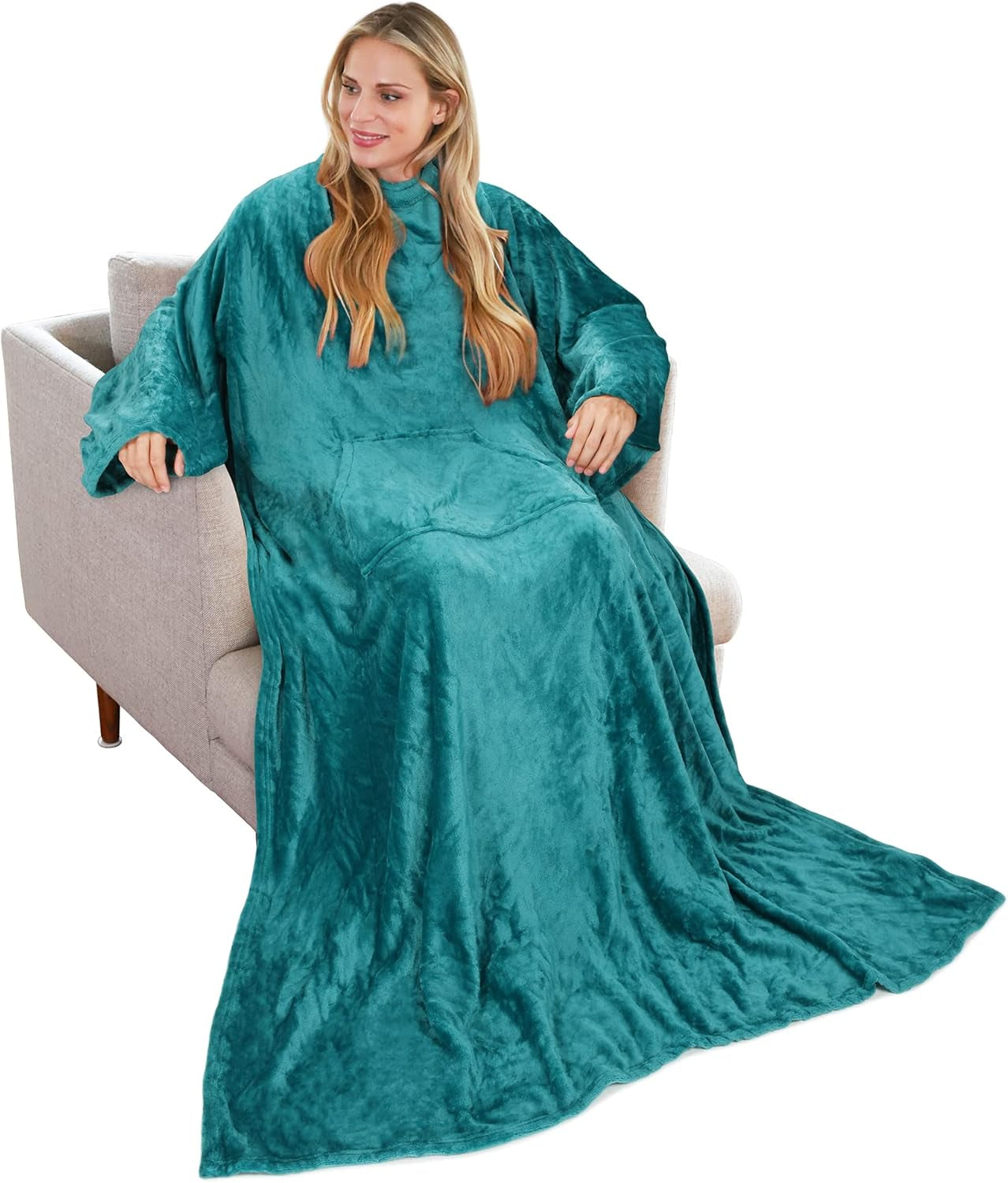 Wearable Blanket with Sleeves for Adults, Softness Comfort Warmth Fleece Gift for Women Men, Snuggy Body Throw TV Blanket for Home Office Lounge, Gift for Your Lover